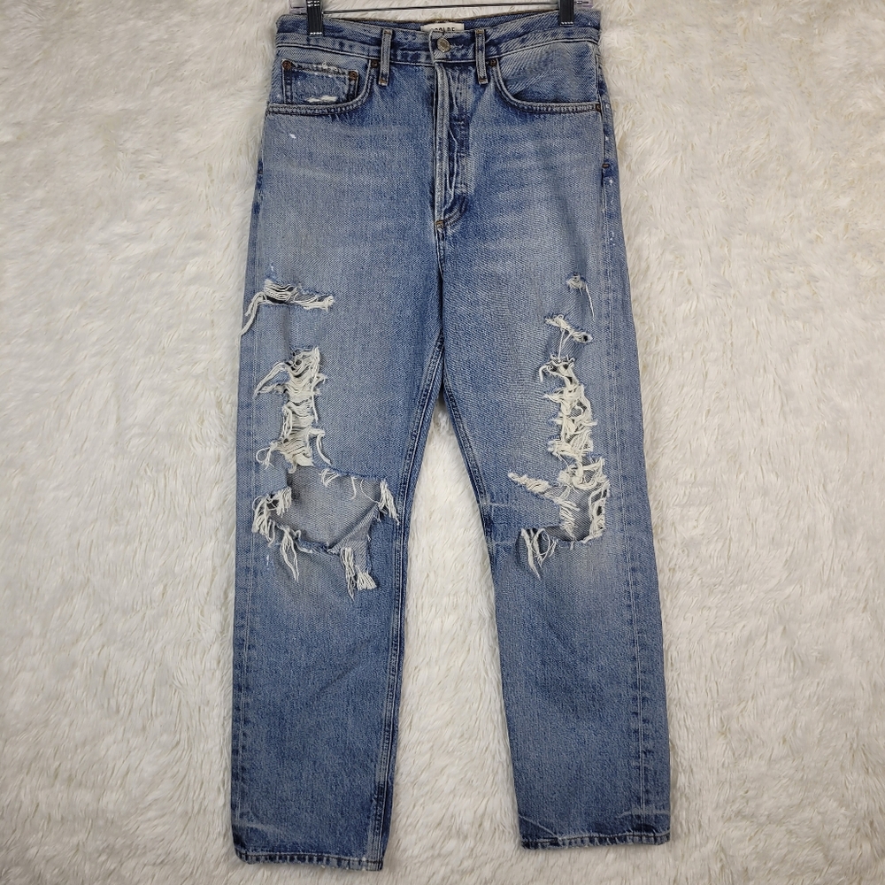 Agolde Organic Cotton 90s Distressed Button‎ Fly Jeans Sz 26 Thrashed Grunge